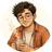 Mr. Poppin, sipping chai on a stack of books